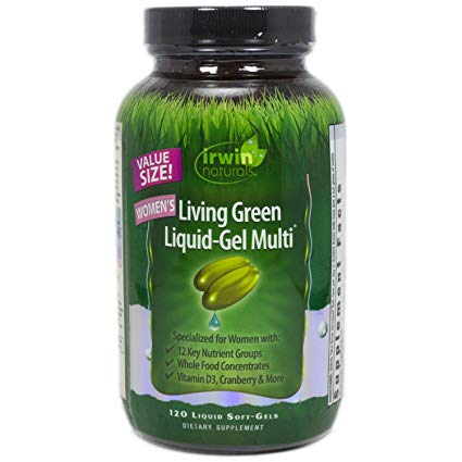 Irwin Naturals Living Green Multi Liquid-Gel for Women, 240 Count (Pack of 2, 120 in each)