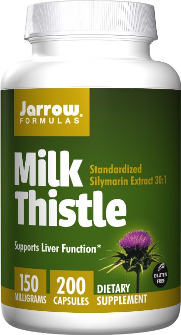 Jarrow Formulas Milk Thistle Standardized Silymarin Extract 30:1 Ratio Veggie Caps, Supports Liver Function, 150 mg, 200 Capsules