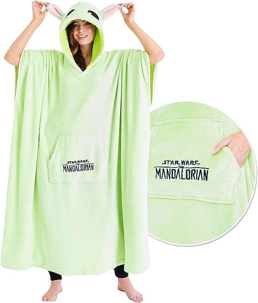 Disney Übergroße Hoodie Decke Damen Lang Mandalorian Oversize Pullover Damen und Herren Fleecepullover Teenager Mädchen Jungen Kapuzenpullover Jugendliche Baby Yoda Fanartikel