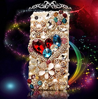 iphone 7  Case, LU2000 3D Crystals Diamond Sparkle Bedazzled Jeweled [Heart Shape Series] Bling Phone Snap-on Hard Case For Iphone 7  / 7 Plus (5.5 inch) AT&T Verizon & Sprint T-mobile All Carriers
