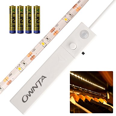 Motion Sensor Light Strip Motion Activated Light Strip, Ownta LED Light Strip 1M/3.28ft with Smart PIR Human Sensor (Include Battery) 1 Pack