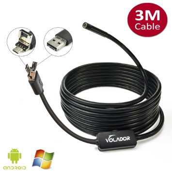 Volador Android Borescope USB Inspection Camera 5.5mm Diameter 2 in 1 Smartphone Borescope Snake USB Endoscope Inspection Camera for Andoird Phone Tablet PC and Computer