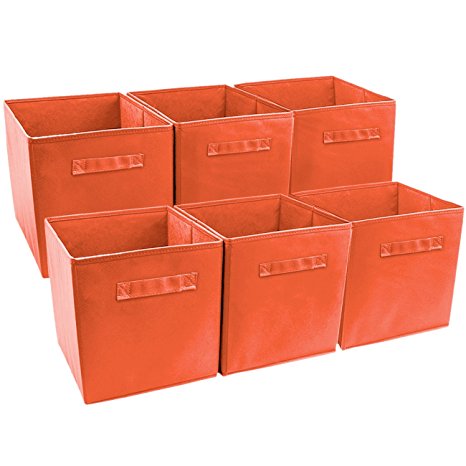 Sorbus Foldable Storage Cube Basket Bin (6 Pack, Orange)