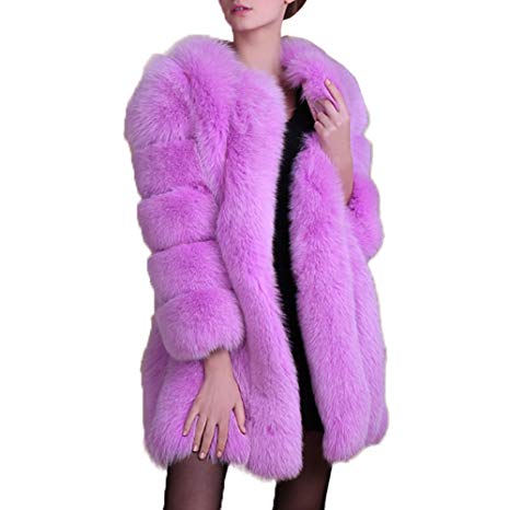 ANRABESS Women's Winter Thick Outerwear Warm Long Fox Faux Fur Coat