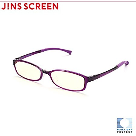 JINS PC Glasses Computer Eyewear Purple (Light Brown Lenses, Cuts blue Light by 38%) by JINS