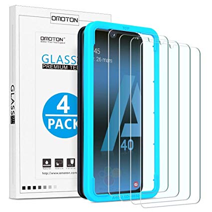 OMOTON [4 Pack Screen Protector Compatible with Samsung Galaxy A40, Tempered Glass Screen Protector with [High Definition] [Scratches Resist] [Case Friendly] [Bubble Free] [Easy Installation]