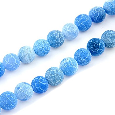Ecloud ShopCA Round Blue Fire Dragon Veins Agate Gemstone Beads 8mm FASHION