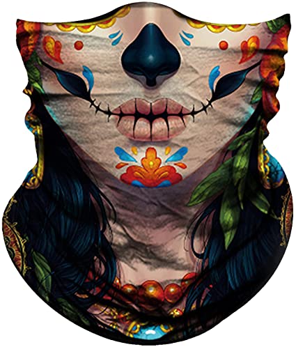 Obacle Skull Face Mask for Women Men Dust Wind Sun Protection Seamless Bandana Face Mask for Rave Festival Motorcycle Riding Biker Fishing Hunting Outdoor Running Tube Mask Multifunctional Headwear