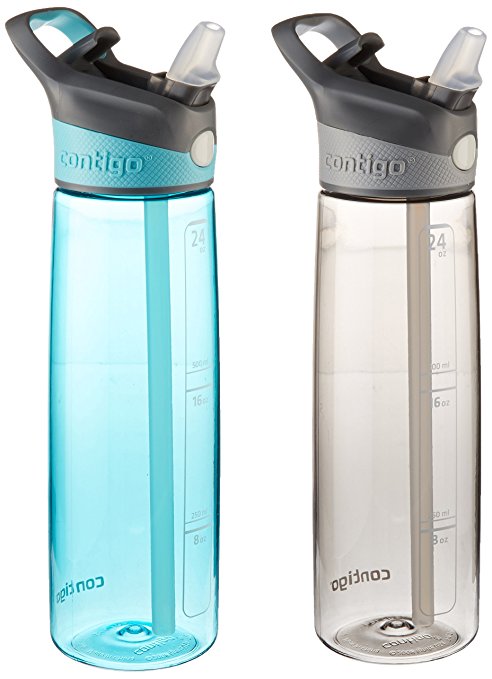 Contigo Autospout Straw  Addison Water Bottle, 24-Ounce, Ocean and Smoke