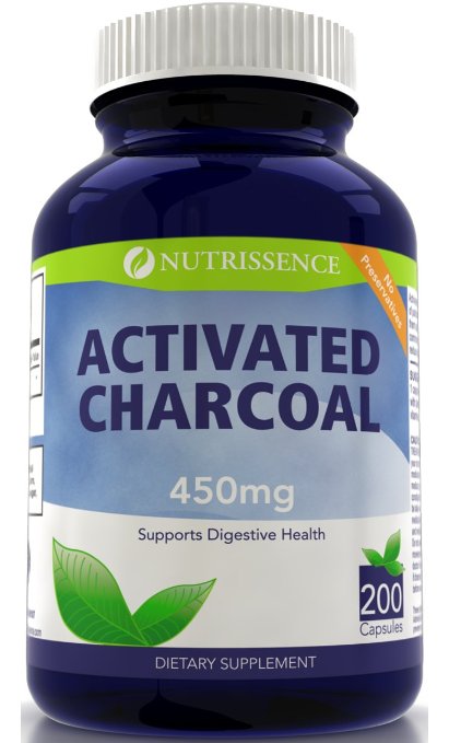 Activated Charcoal 450mg 200 Capsules - Nutrissence