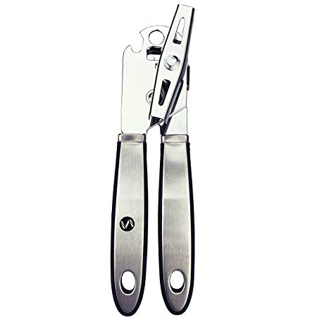 Professional Stainless Steel Manual Can Opener, 18/10 Food-Safe Stainless Steel, Comfortable to Grip, Dishwasher Safe, Ergonomically Designed Handle.