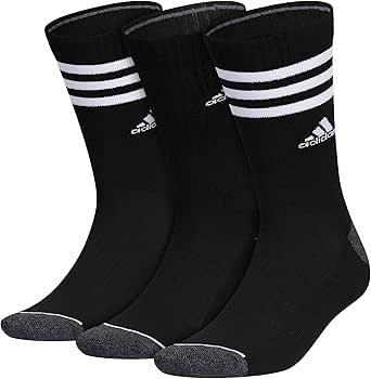 adidas Men's 3-Stripe Crew Socks with Arch Compression for a Secure Fit (3-Pair)