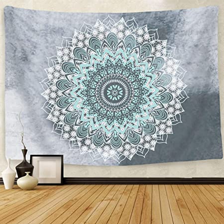 Cootime Mandala Tapestry, Hippie Bohemian Flower Psychedelic Indian Dorm Decor for Living Room Bedroom 59x59 Inches, Green