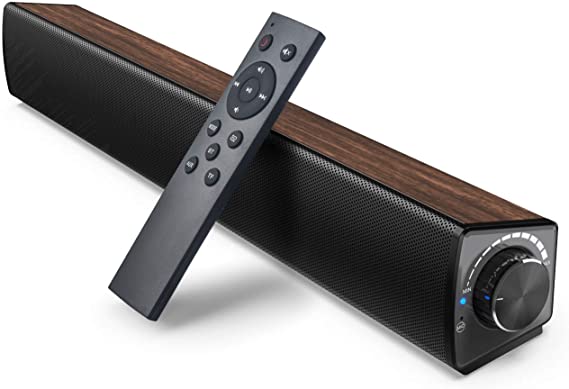 Portable pc soundbar, [Upgrade] Computer Speakers Wired & Wireless Home Theater Audio with Remote Control,TF Card- Surround Soundbar for PC/Phones/Tablets, Compact Sound Bar 2.0 Channel