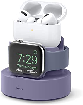 elago 2 in 1 Charging Station for Apple Products, Designed for Apple AirPods Pro, iPhone 11 Pro Max/11 Pro, All Apple Watch Series [Original Cables Required-NOT Included] (Lavender Grey)