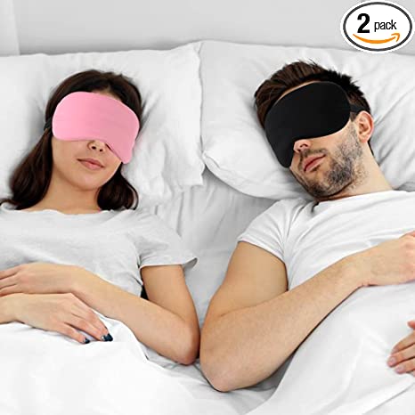 Sleep Mask,Eye Mask for Sleeping with Adjustable Strap,Sleep Blackout Eye Mask for Men/Women, 2 Pack