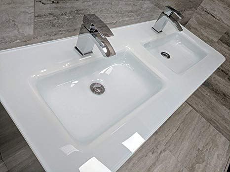 Eaton Gloss White Bathroom Standing Vanity Unit White Glass Basin Sink 120cm