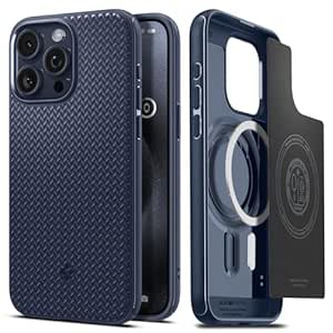 Spigen Mag Armor Magfit Back Cover Case Compatible with iPhone 15 Pro Max (TPU   Poly Carbonate | Navy Blue)