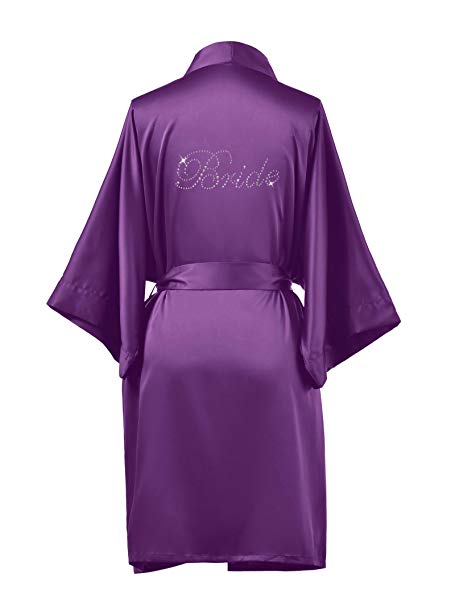 AW Women's Satin Kimono Short Silky Wedding Party Robe Bridal Bridesmaid Robes