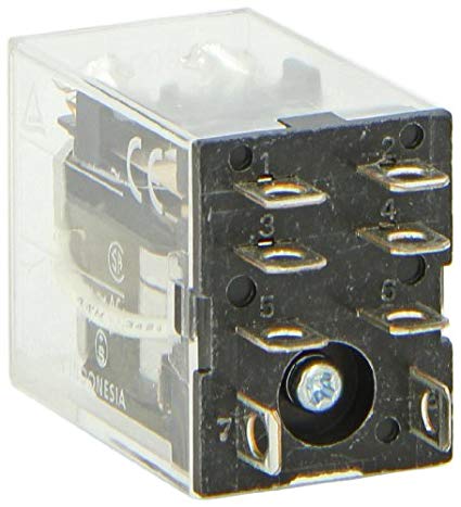 Omron LY2-AC24 General Purpose Relay, Standard Type, Plug-In/Solder Terminal, Standard Bracket Mounting, Single Contact, Double Pole Double Throw Contacts, 53.8 mA at 50 Hz and 46 mA at 60 Hz Rated Load Current, 24 VAC Rated Load Voltage