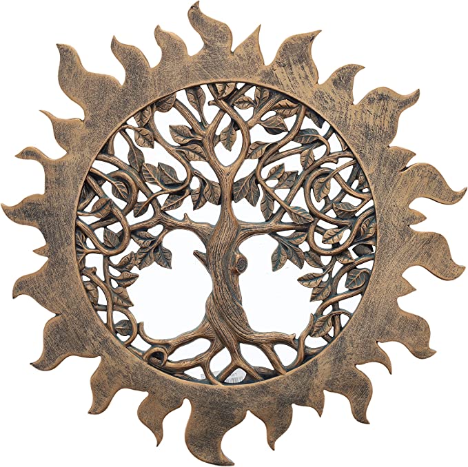 Top Brass Sunshine Tree of Life / Tree of Knowledge Wall Plaque Decorative Spiritual Celtic Garden Art Sculpture - Giver of Life
