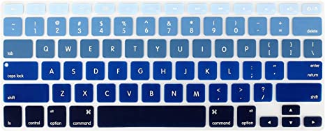 MOSISO Silicone Keyboard Cover Compatible with MacBook Air 13 inch A1466 A1369 2010-2017&Compatible with MacBook Pro 13/15 inch (with/Without Retina Display, 2015 or Older Version),Gradient Light Blue