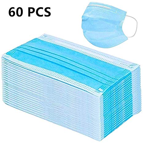 Sutify 60 PCS Disposable 3-Layer Face Masks, Breathable Anti Dust Mouth Face Mask With Comfortable Earloop Sanitary Mask (60)