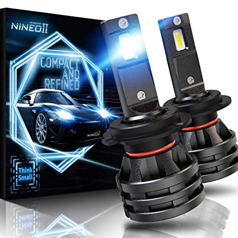 NINEO H7 LED Headlight Bulbs w/Small Size,10000LM 6500K Cool White CREE Chips All-in-One Conversion Kit