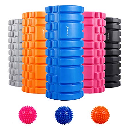 SHEEFLY Foam Roller for Muscle Massage with Spiky Massage Ball - 13" X 5.5" Trigger Point for Rehabilitation,Physical Therapy, Pain Relief,Myofascial Release,Balance Exercise(Blue)