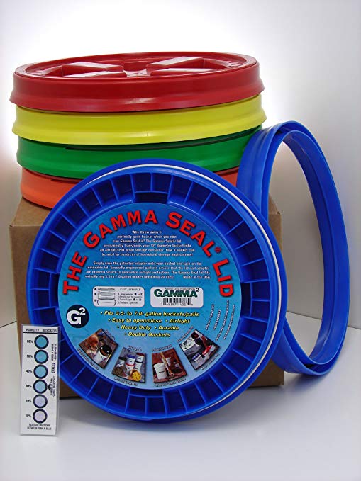 Gamma Seal Lid, Assorted Colors, - New! - Boxed! - 5 Gallon Bucket Lids (Fits 3.5, 5, 6, & 7 Gal.) Storage Container Lid by Gamma