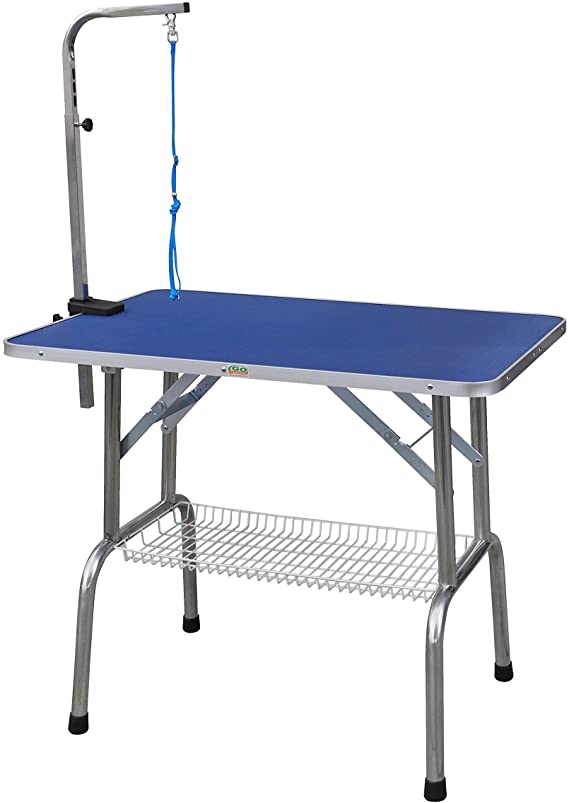 Go Pet Club Heavy Duty Stainless Steel Pet Dog Grooming Table with Arm