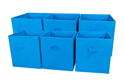 Sodynee® Foldable Cloth Storage Cube Basket Bins Organizer Containers Drawers, 6 Pack, Ocean Blue