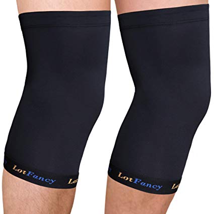 Copper Knee Sleeves, LotFancy Copper Knee Brace for Women Men, Ideal Support for ACL, Meniscus, MCL, Stiff Muscle and Joints, 1 Pair, XL