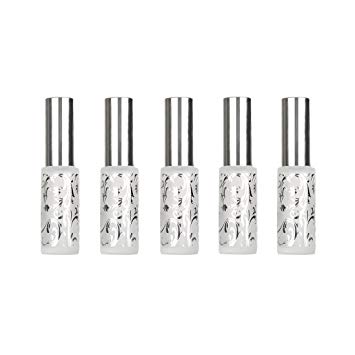 H&D 5pcs Silver Waves Glass Spray Atomizer Perfume Bottle Refillable Wedding Gifts 13ml