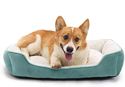 JEMA Dog Beds for Small/Medium Dogs or Cats, Soft Durable Warming Pet Bed Machine Washable with Non-Slip Bottom and Reinforced Edges, Blue