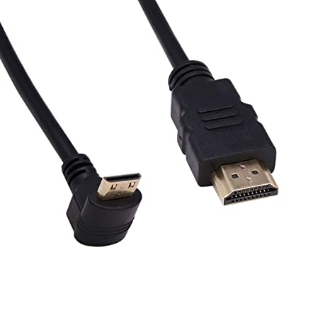 QiCheng&LYS High Speed ​​Mini HDMI to HDMI Cable 90 Degree HDMI A Male to C Cable Supports Cameras, Camcorders, Digital SLR Cameras, Tablets, HDTVs and Other HDMI Devices 0.6m (A Male to C Mother)