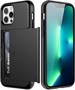 JETech Wallet Case for iPhone 13 Pro Max 6.7-Inch with Card Holder, Dual Layer Shockproof Protective Phone Cover, Sliding Hidden Slot (Black)