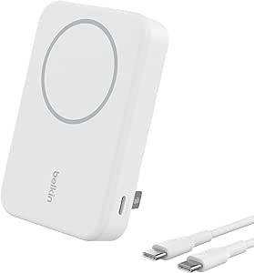 Belkin BoostCharge Pro Wireless Power Bank 10K w/ Qi2, MagSafe Compatible   Built-in Pop-up Kickstand - Compatible w/iPhone 16, 16 Plus, 16 Pro, 16 Pro Max, iPhone 15, iPhone 14, and More - White