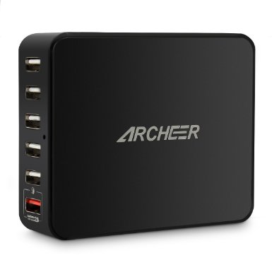 Archeer 2.0 35W 6-Port USB Multi-Port Charger for All Smartphones - Qualcomm Certified