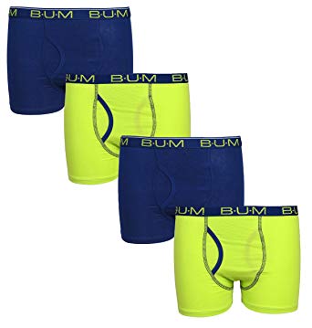 B.U.M. Equipment Boys 4 Pack Cotton Spandex Stretch Underwear Boxer Briefs (More Colors Available)