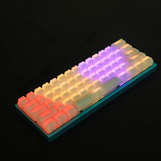 YMDK 1.5mm ABS 108 87 61 ANSI ISO Blank Milk Fog OEM Profile Shine Through Keycap for RGB MX Mechanical Keyboard GK61 (61 ANSI)(Only Keycap)