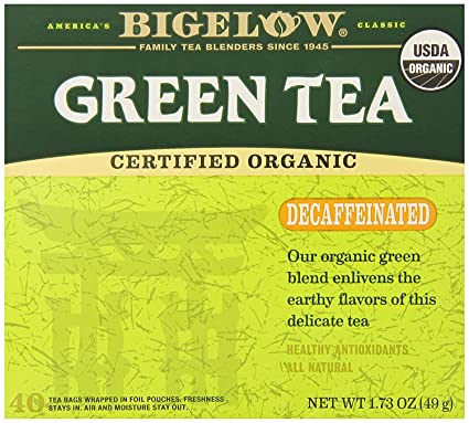 Bigelow Decaffeinated Organic Green Tea Bags 40-Count Box Decaffeinated Individual Organic Green Tea Bags, for Hot Tea or Iced Tea (Limited Edition)