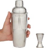 Premium Cocktail Shaker and Mixer Set by Bar Brat  Bonus Jigger For Accurate Pours  Mix Any Alcohol Drink Including Martinis To Perfection  24 oz Built-In Cocktail Strainer Kit
