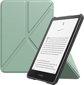 MoKo Case for All-New 7" Kindle Paperwhite (12th Generation-2024) and Kindle Colorsoft Signature Edition 2024, Origami Standing Shell Case with Magnetic PC Back Cover, Agave Green