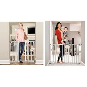 Regalo 37-Inch Extra Tall and 49-Inch Wide Walk Thru Baby Gate & Easy Step 49-Inch Extra Wide Baby Gate, includes 4-Inch and 12-Inch Extension Kit, 4 Pack of Pressure Mount Kit and 4 Pack