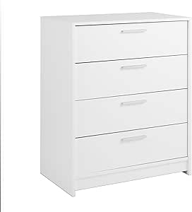 Prepac Studio Essentials Dresser, White Dresser for Bedroom, Chest of Drawers with 4 Drawers 18" D X 30" W x 36.5" H, WDBR-2104-1