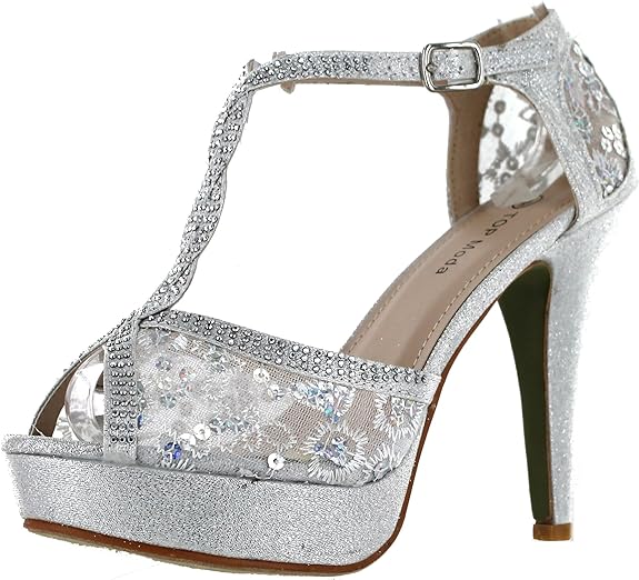 TOP Moda Women's Formal Rhinestone High Heel Sandal Ankle Strap