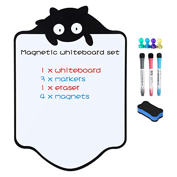 Magnetic Dry Erase Whiteboard Sheet for Fridge with New Stain Resistant Technology Kitchen Refrigerator White Board Reminder with Eraser, 3 Magnetic Pens & 4 Photo Holders