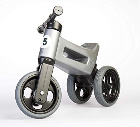 PlayMonster Free Wheelin' Rider Convertible Balance Bike, Silver/Grey