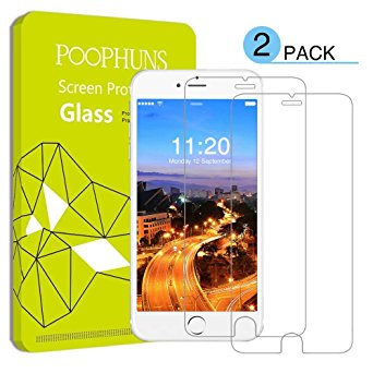 iPhone 6/6S Screen Protector, POOPHUNS 2-pack Tempered Glass Screen Protector for iPhone 6/6S 4.7'', 9H Scratch Screen Protector, High Definition, 3D Touch Compatible, Easy Installation